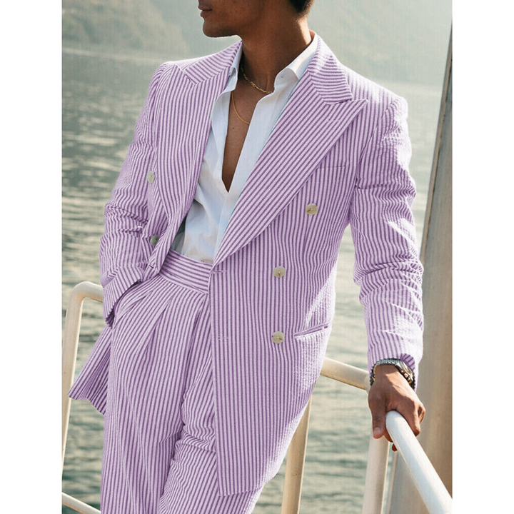 Costume D'invité De Mariage À Rayures Pour Hommes | Double Boutonnage