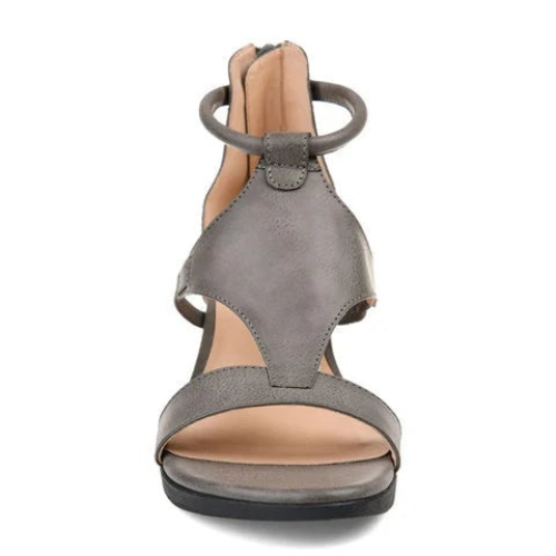Sandales Compensées À Lanières Pour Femmes | Bout Ouvert
