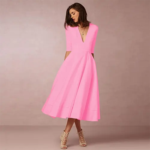 Robe De Soirée Élégante Et Côtelée Pour Femmes | Midi