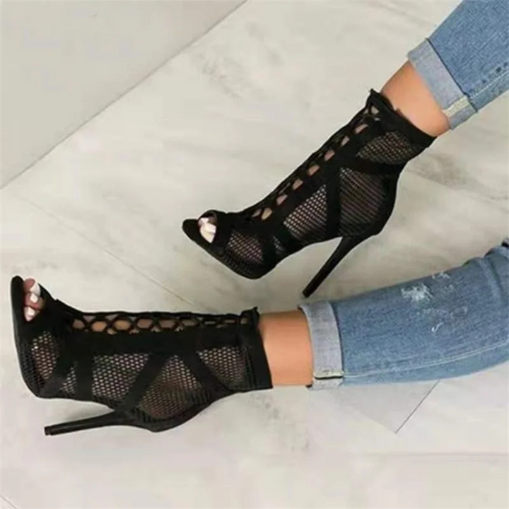 Sandales À Talons Peep Toe Pour Femmes | À Lacets