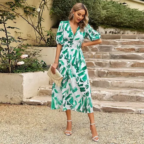 Robe d'été Elégante à Motif Floral Pour Femmes | Midi
