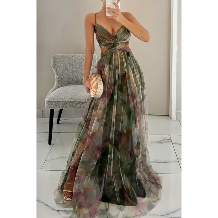 Enveloppante Avec Bretelles Spaghetti Robe D'invité De Mariage | Maxi