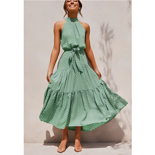 Robe Licou Fleurie Élégante Pour Femme | Midi