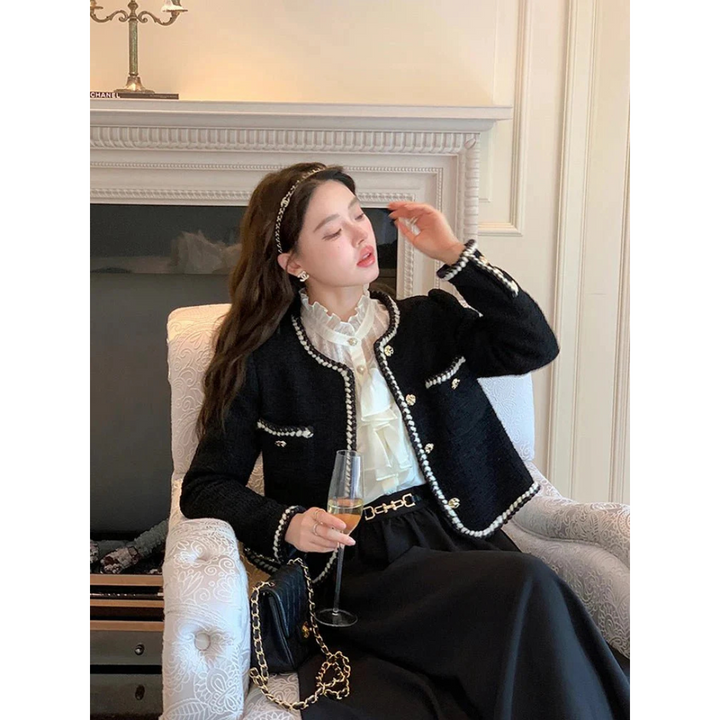 Bouton De Perle Femme Veste Courte Vintage | Elégante