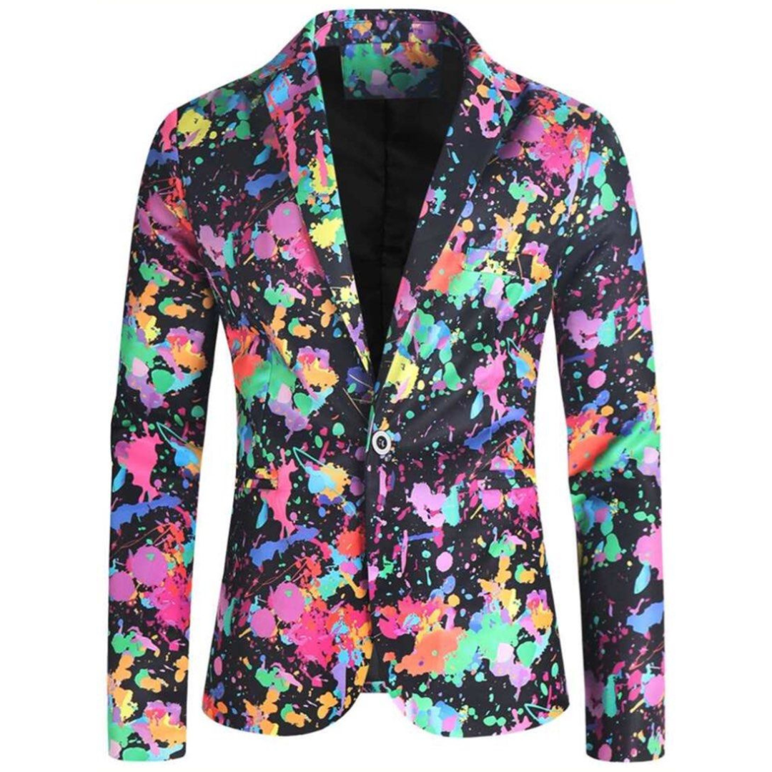 Costume D'invité De Mariage Pour Homme Imprimé Graffiti Multicolore | Coupe Ajustée