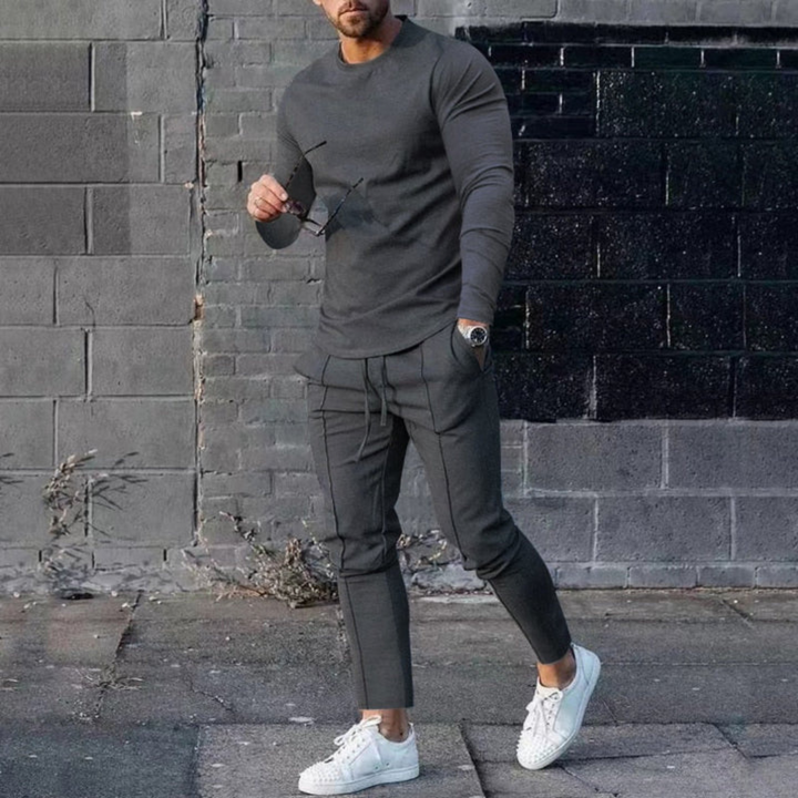 Ensemble Décontracté À Manches Longues Et Coupe Slim Pour Homme | Deux Pièces