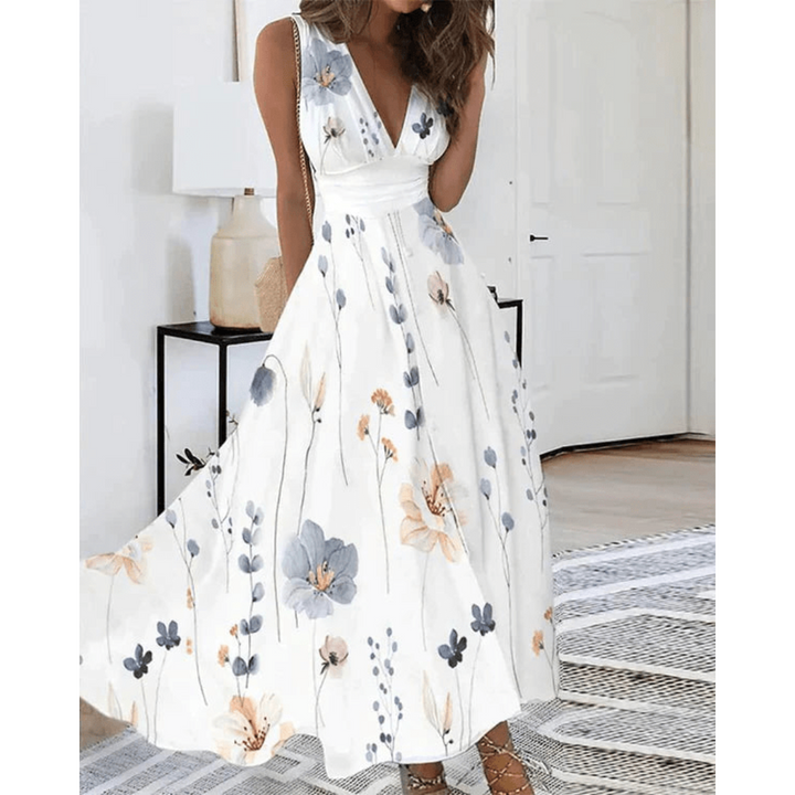 Robe D'invité De Mariage À Col V Floral Pour Femmes | Maxi