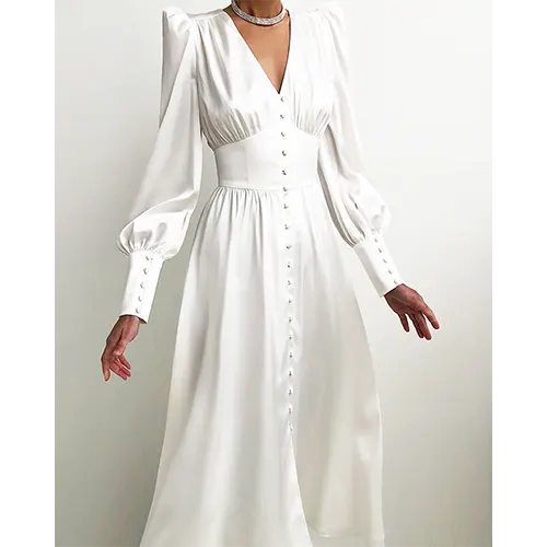 Robe De Cocktail Élégante À Manches Bouffantes Pour Femmes | Midi
