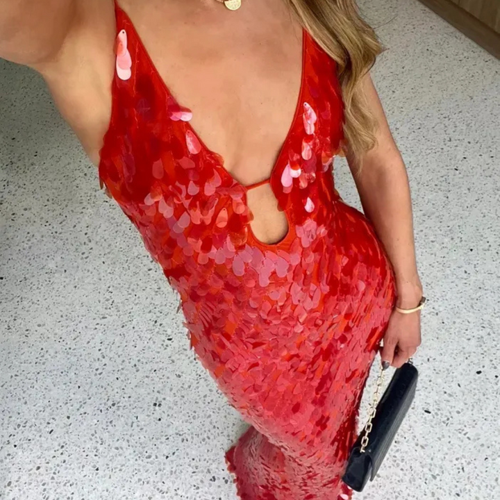 Robe D'invité De Mariage Mince À Paillettes | Maxi