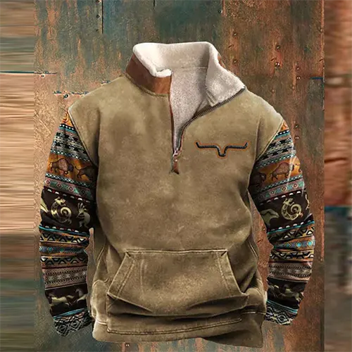 Maglione da camionista invernale stampato da uomo | Zip Up
