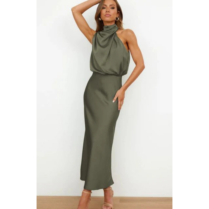 Robe D'invité De Mariage Sans Manches À Col Licou Pour Femmes | Maxi