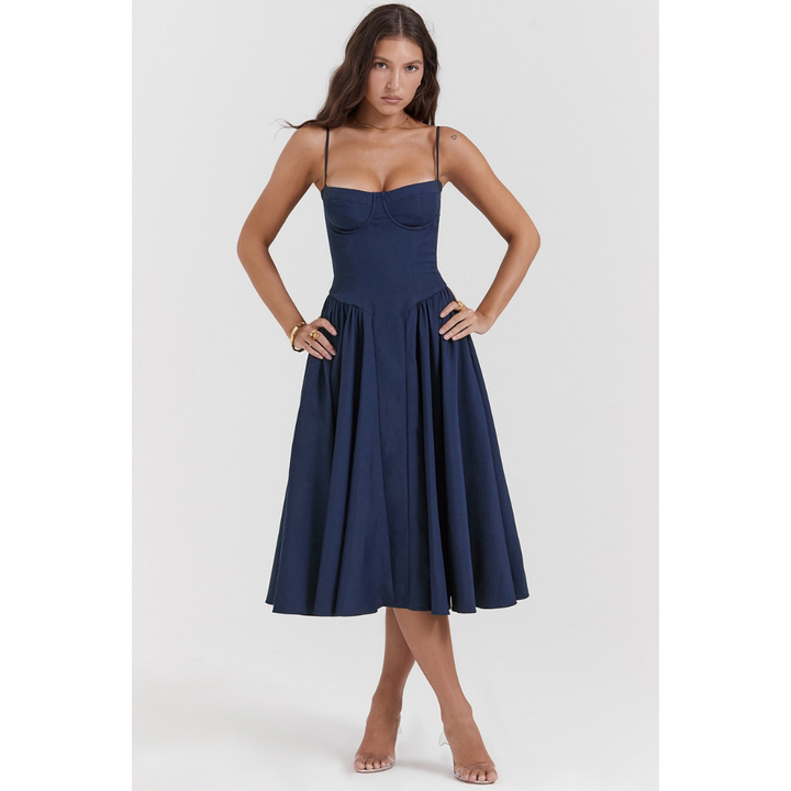 Robe D'invité De Mariage D'été Plissée À Bretelles Spaghetti | Maxi