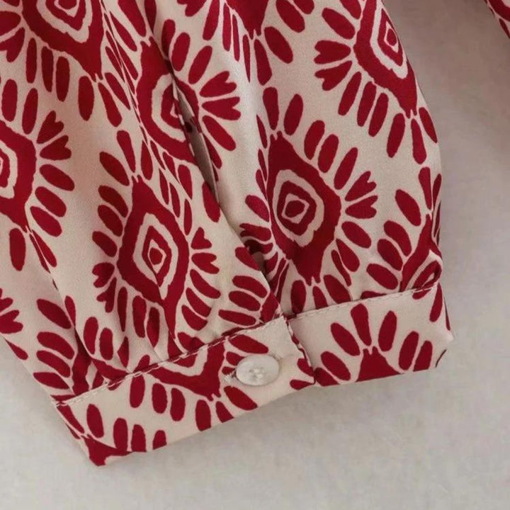 Ottilia | Damen Kleid mit langen Ärmeln und geometrischen Mustern