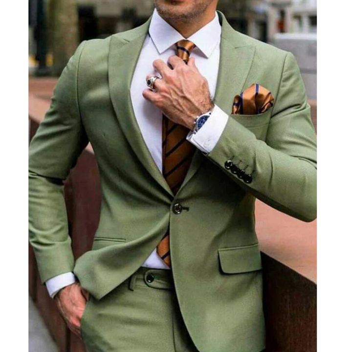 Costume Deux Pièces Pour Hommes Vert Olive Pour Invités De Mariage | Coupe Ajustée