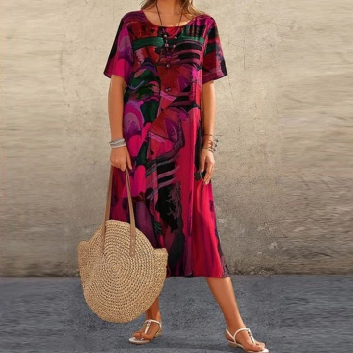 Femmes Robe D'été À Col Rond | Midi