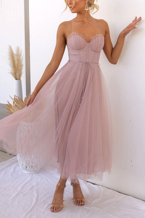 Hochzeitsgastkleid mit Korsett für Frauen | Midi