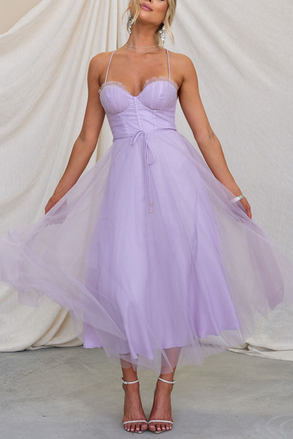 Hochzeitsgastkleid mit Korsett für Frauen | Midi