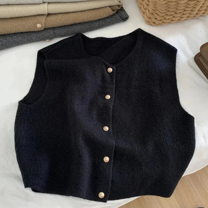 Sleeveless Women's Button Down Down Vest | Knitting