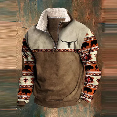 Maglione da camionista invernale stampato da uomo | Zip Up