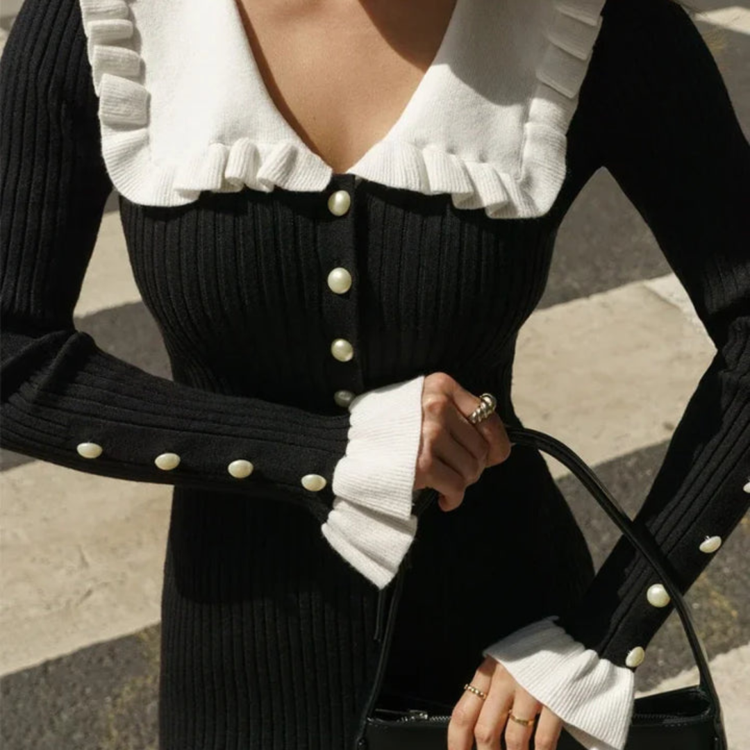 Robe Élégante Décontractée À Volants Et Manches Longues Pour Femme | Midi