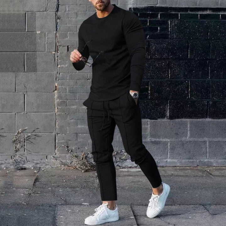 Ensemble Décontracté À Manches Longues Et Coupe Slim Pour Homme | Deux Pièces