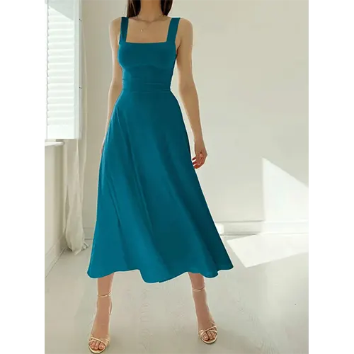 Robe D'invité De Mariage Élégante Et Sans Manches Pour Femmes | Midi