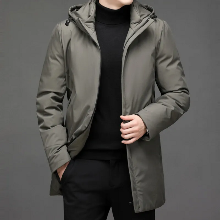 Hommes Hiver Capuche Veste Longue | Fermeture Éclair