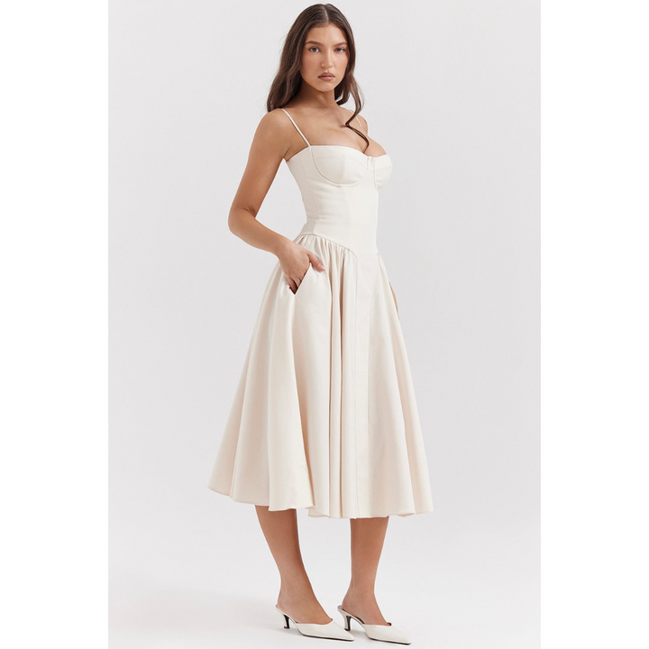 Robe D'invité De Mariage D'été Plissée À Bretelles Spaghetti | Maxi
