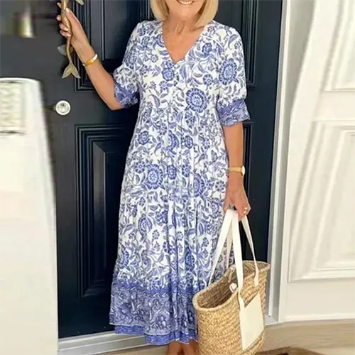 Sommerkleid mit Blumen für Frauen | Midi
