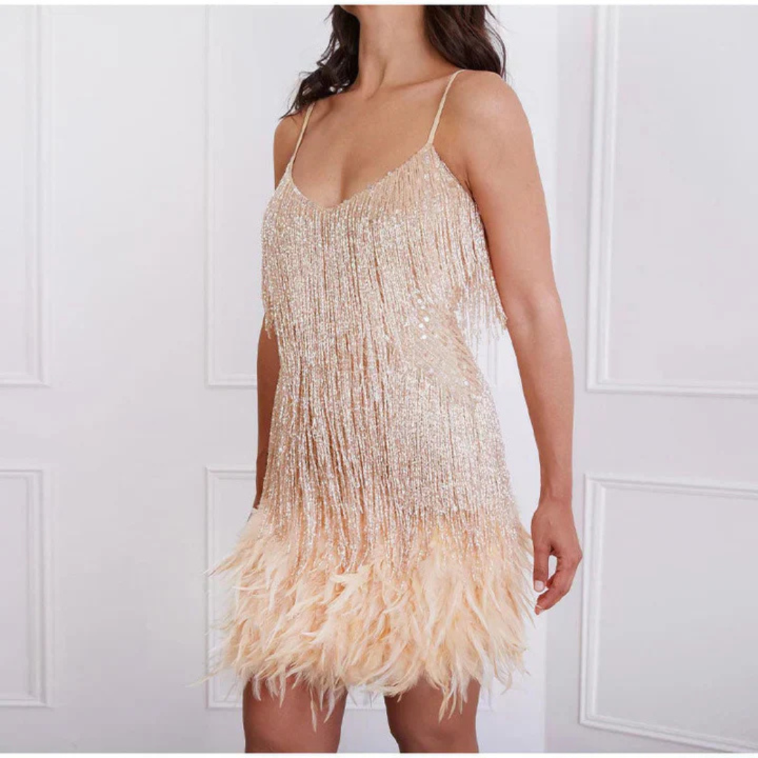 Robe D'invité De Mariage À Franges Et Sequins | Mini
