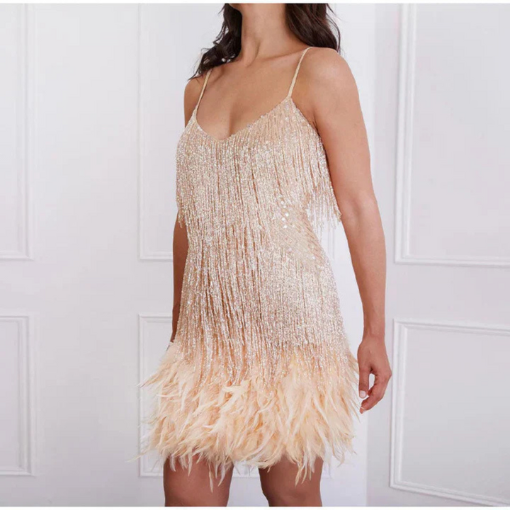 Robe D'invité De Mariage À Franges Et Sequins | Mini