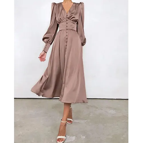Robe De Cocktail Élégante À Manches Bouffantes Pour Femmes | Midi