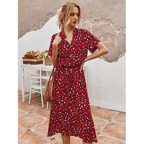 Vestito Camicia Elegante Estiva Per Donne | Midi