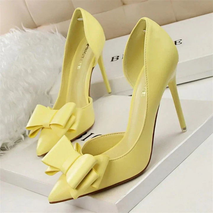 Sandales À Talons Avec Nœud Rose De La Femme | Pointues