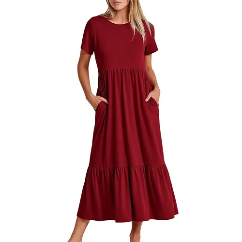 Robe D'été A Line À Manches Courtes | Midi