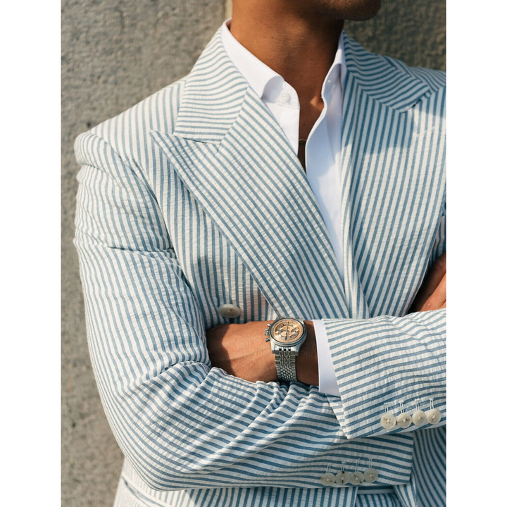 Costume D'invité De Mariage À Rayures Pour Hommes | Double Boutonnage