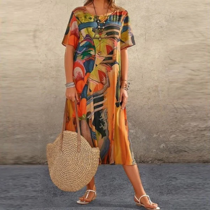 Femmes Robe D'été À Col Rond | Midi
