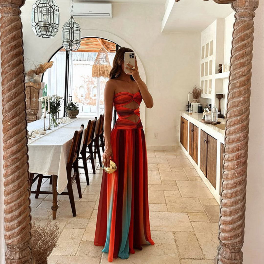Robe D'invité De Mariage Sans Bretelles Et Décolletée | Maxi