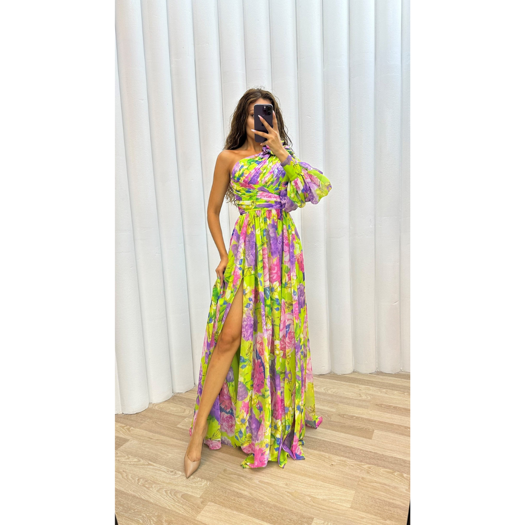 Robe D'invité De Mariage Asymétrique À Imprimé Floral | Maxi