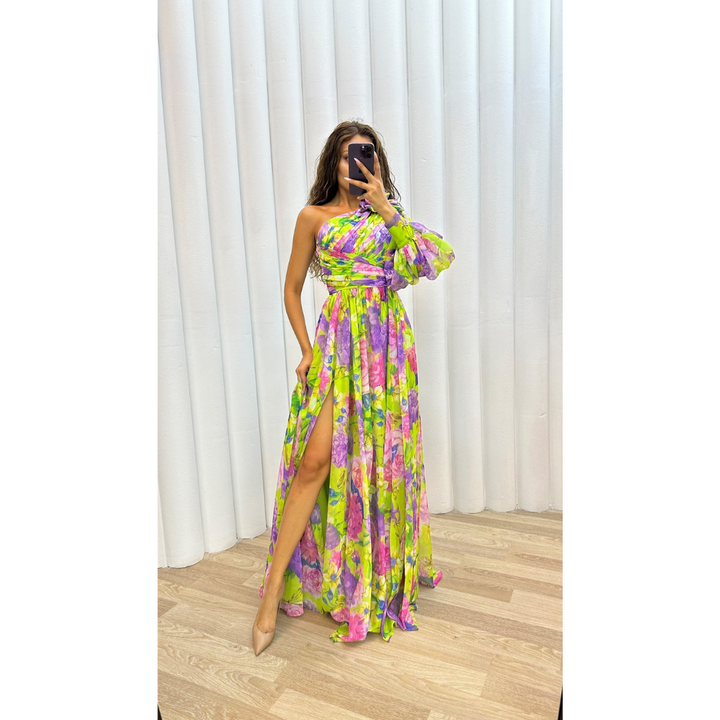 Robe D'invité De Mariage Asymétrique À Imprimé Floral | Maxi
