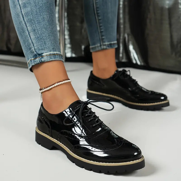 Chaussures Brogues Brillantes Et Élégantes Pour Femmes | À Lacets