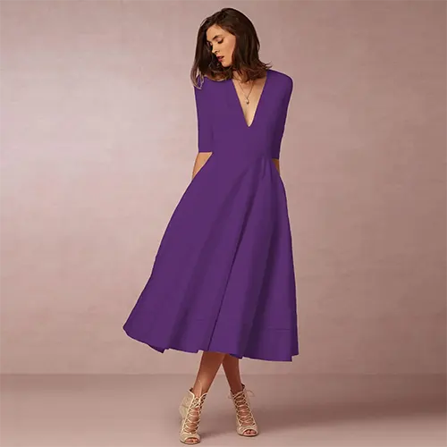 Robe De Soirée Élégante Et Côtelée Pour Femmes | Midi