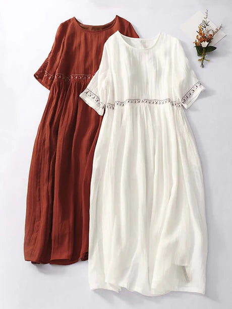 Robe D'été Élégante Et Évasée À Smocks Pour Femmes | Midi
