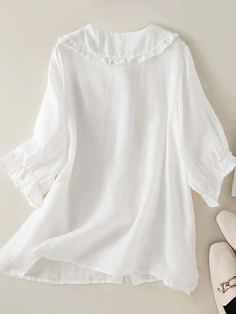 Chic Summer Shirt with Loose Ruffles for Women | Mid-length sleeves