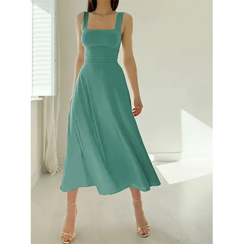 Robe D'invité De Mariage Élégante Et Sans Manches Pour Femmes | Midi
