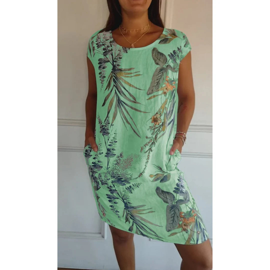 Kleid Frauen Rundhalsausschnitt | Komfortabel