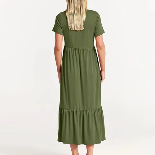 Robe D'été A Line À Manches Courtes | Midi