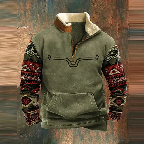 Maglione da camionista invernale stampato da uomo | Zip Up
