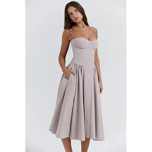 Vestito Elegante con Corsetto per Donne | Midi