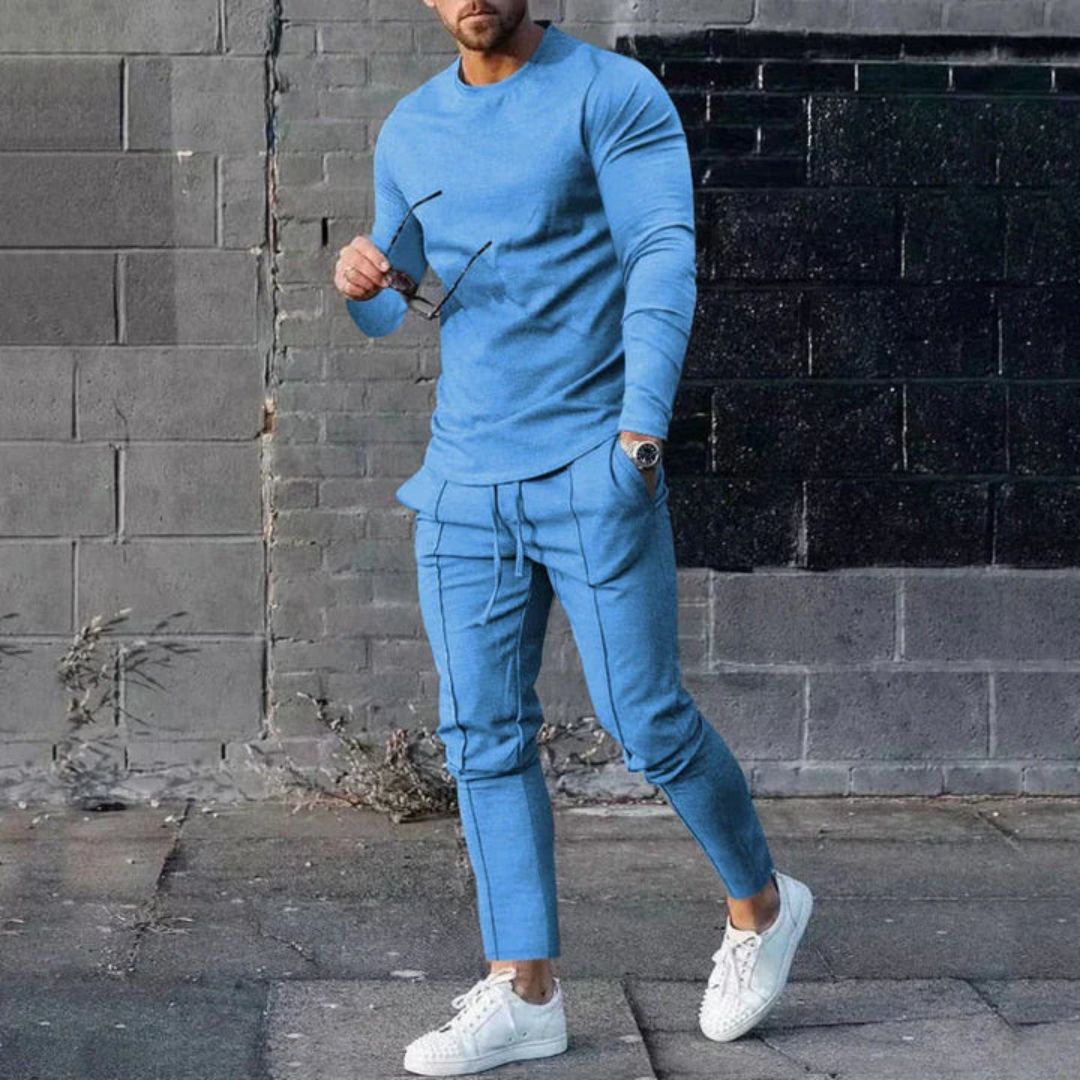 Ensemble Décontracté À Manches Longues Et Coupe Slim Pour Homme | Deux Pièces